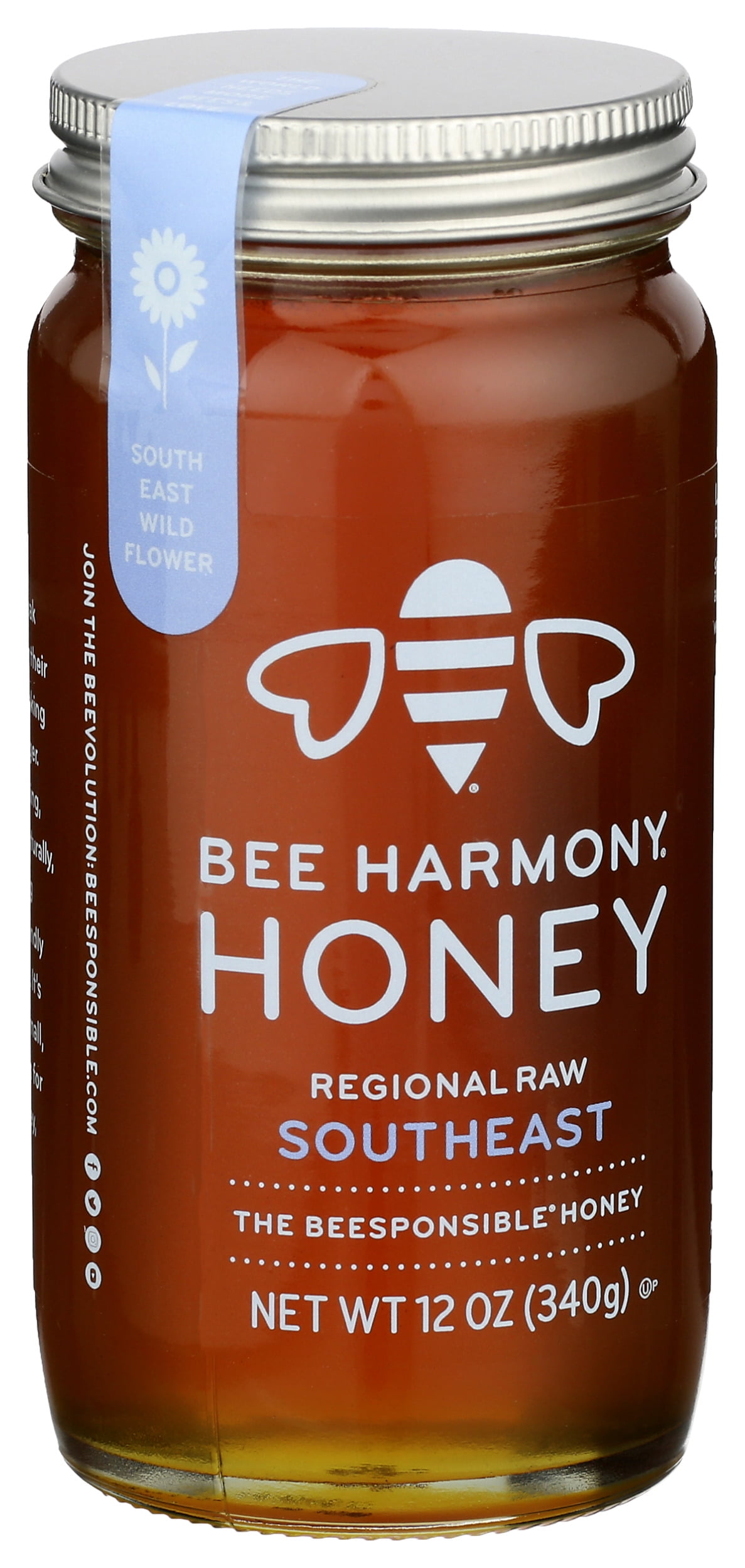 Pack of 6, Bee Harmony Regional Raw Southeast Honey, 12 oz