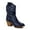 Navy, variant on Modern Western Cowboy Boots for Women Fashion Cowgirl Boots Pull Up Low Heel Mid-Calf Boots