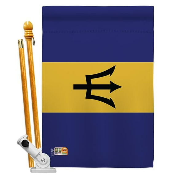 Americana Home & Garden AA-CY-HS-140023-IP-BO-D-US18-AG 28 x 40 in. Barbados Flags of the World Nationality Impressions Decorative Vertical Double Sided House Flag Set & Pole Bracket Hardware Flag Set
