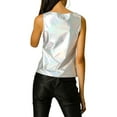 thumbnail image 4 of MODA NOVA Juniors U Neck Sleeveless Stretchy Slim Fit Metallic Tank Tops, 4 of 7