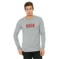 thumbnail image 2 of Daxton Retro Ohio Arch Font Long Sleeves T Shirt Soft Medium Weight Cotton, Hgray Tee Red Font, XS, 2 of 2
