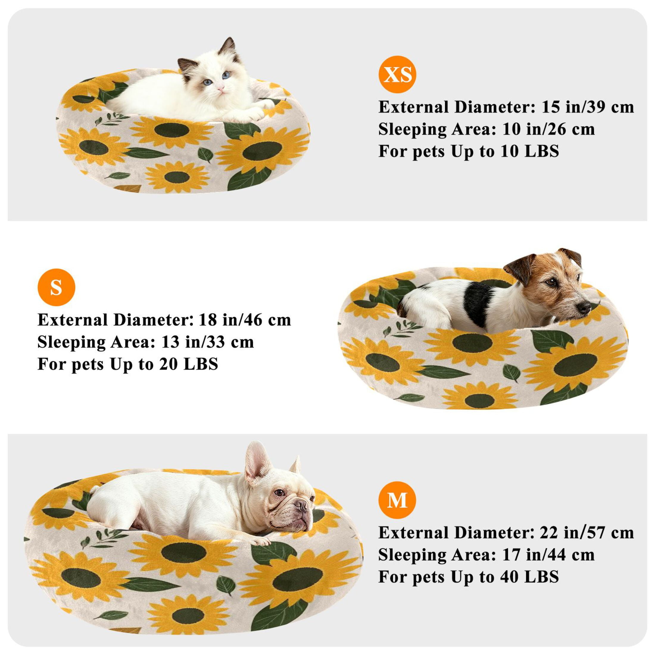 Iauyy Pet Couch Donut Cat Bed for Indoor Cats/Small Dogs Washable & Machine with Non-slip Bottom Calming Cat Furniture, Vivid Colors (M)