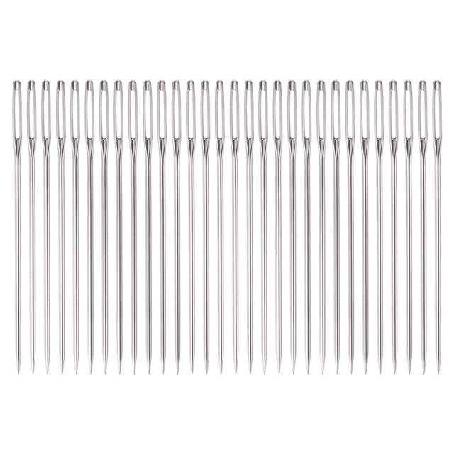 Unique Bargains 30Pcs Large Eye Needles 2.2' Stitching Needle Hand Sewing Embroidery Needle for Leather Cross Stitch