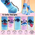 thumbnail image 4 of Calcetines de becerro Disney para mujer, paquete novedoso de 5, regalo suave, rosa y azul, 4 of 7