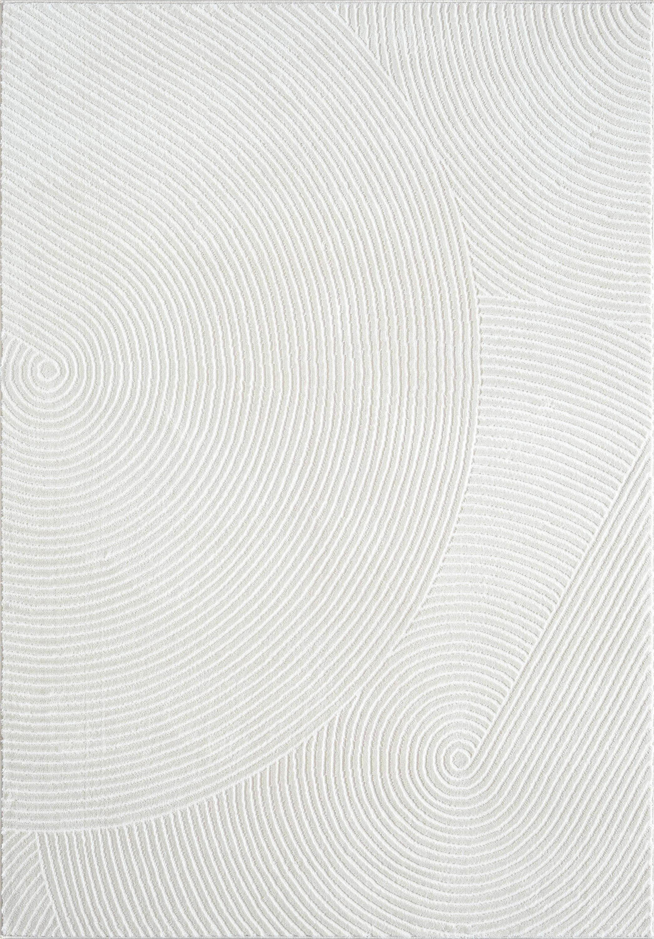 Abani Neutral Collection Area Rug Mid Century Modern Bedroom Living Room Decor Floor Rug 4 x 6 Cream