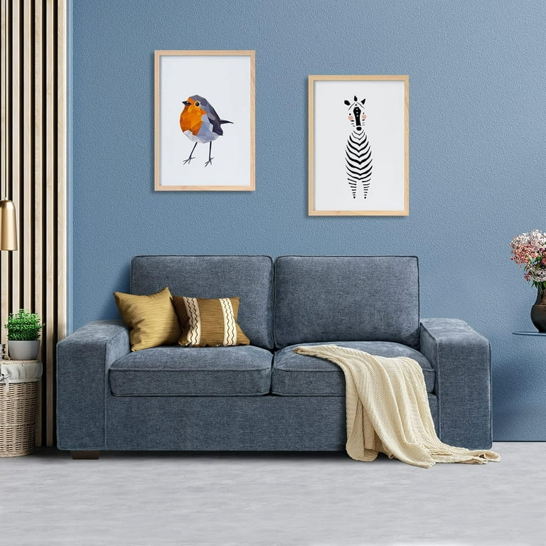 LEISLAND 71.25 Modern Sofas for Living Room Small Sofas Couches for Small Spaces Chenille Loveseat Couch with Solid Wood Metal Square Arm and