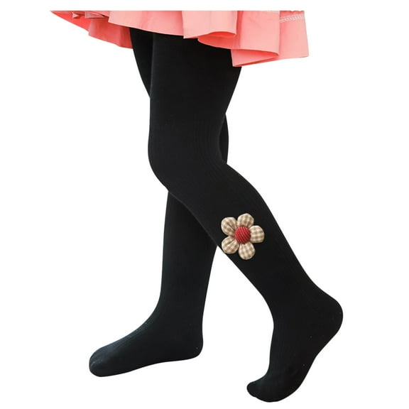 Generic Toddler Baby Kids Girls Solid Stockings Warm Panty Hose Leggings Trousers Pants Cotton Footed Tights Pantyhose(One Size Black)