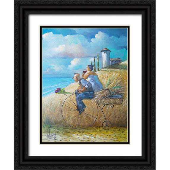 West, Ronald 12x14 Black Ornate Wood Framed with Double Matting Museum Art Print Titled - On Our Way