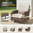 thumbnail image 3 of PARKWELL Outdoor 360° Swivel & Glider Wicker Chairs Set with Footrests, 5-Piece All-Weather Rattan Patio Conversation Furniture Set with Cushions for Porch Deck Backyard, Beige, 3 of 12
