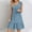 Light Blue, variant on LADIGASU Women Summer V-neck Loose Solid Color Pleated Casual High Waisted Lace Sleeveless Dress