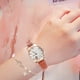 thumbnail image 4 of EeaseMX 1 Juego de pulsera y reloj para mujer, correa de cuero, reloj de pulsera de cuarzo, regalo de Navidad, 4 of 8