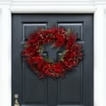 thumbnail image 6 of SAFAVIEH Faux 30 Inch Red Berry & Pine Led Wreath, Deep Red/Green, 6 of 7