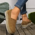 thumbnail image 5 of Leopard Espadrille Platform Slip on Loafers for Women 2025 Beach Casual Fall Suede Walking Flat Shoes, 5 of 7