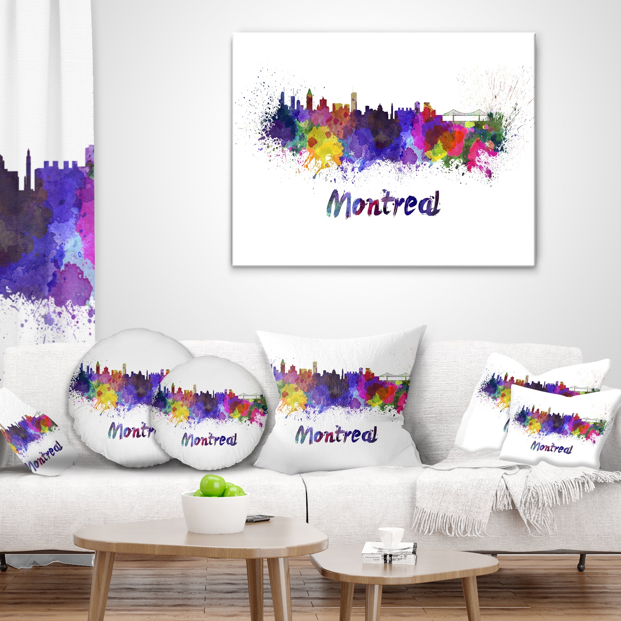 Designart Montreal Skyline - Cityscape Throw Pillow - 18x18