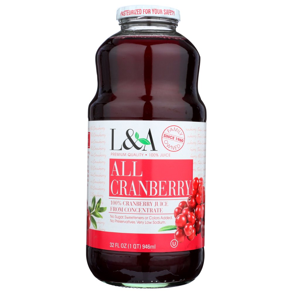 L And A Juice All Cranberry, 32 Fl Oz.