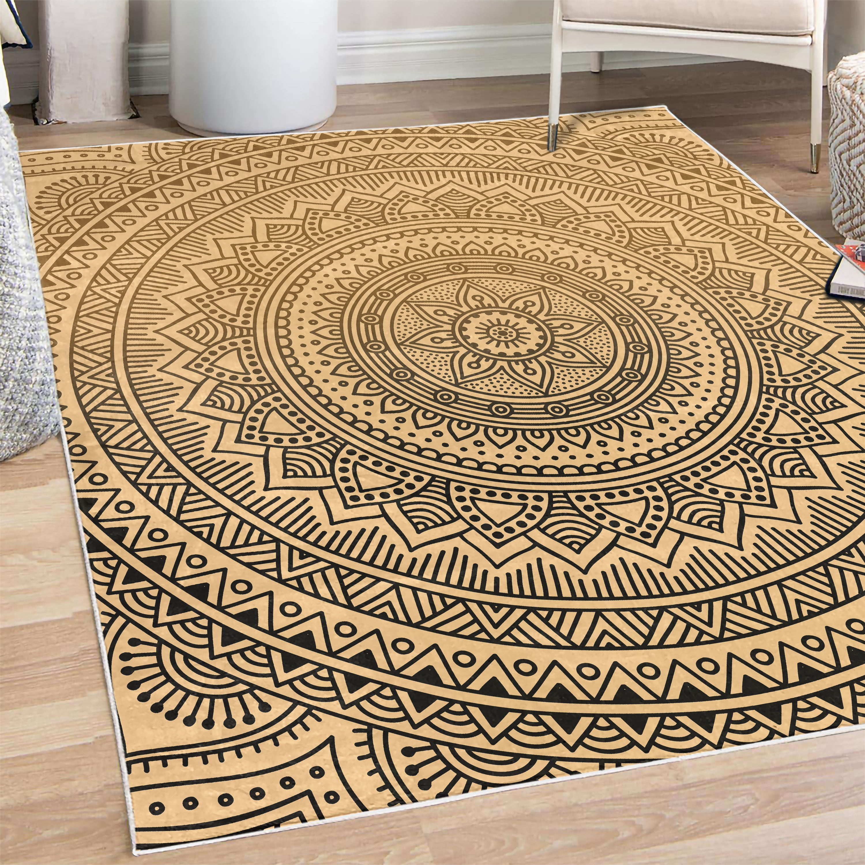 Mandala Rug Design Mandala Decorative Rug, Abstract Floral Design with Themes Native South ...