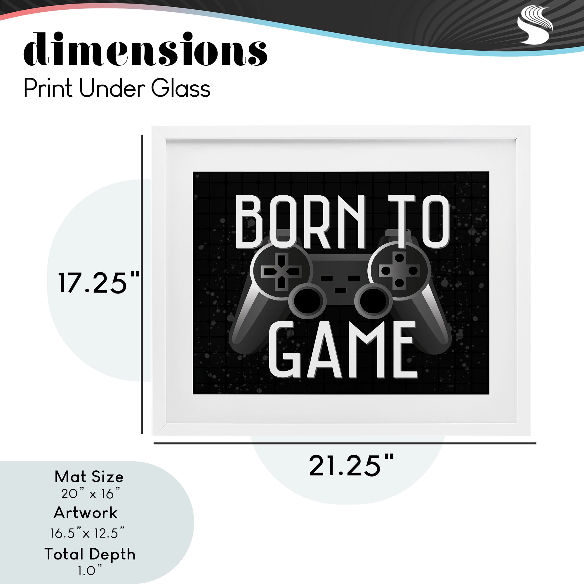 Stupell Industries Born To Game Retro White Framed Print Under Glass, design by Kim Allen