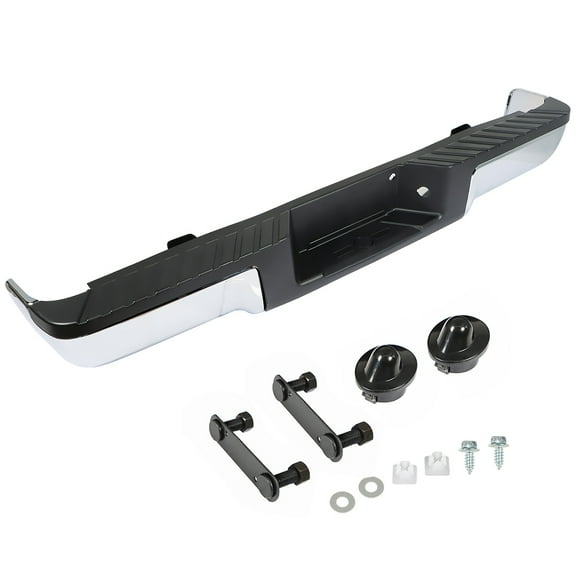 munirater Chrome Rear Bumper Assembly Steel without Sensor Hole Replacement for 2009-2014 F150 9L3Z17906A