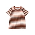thumbnail image 2 of MKOSPLRT Cotton Tops for Kids Toddler Girls Boys 2-10 Years Short Sleeve Striped Shirts Crew Neck Color Block Tshorts Summer Tees, 2 of 5