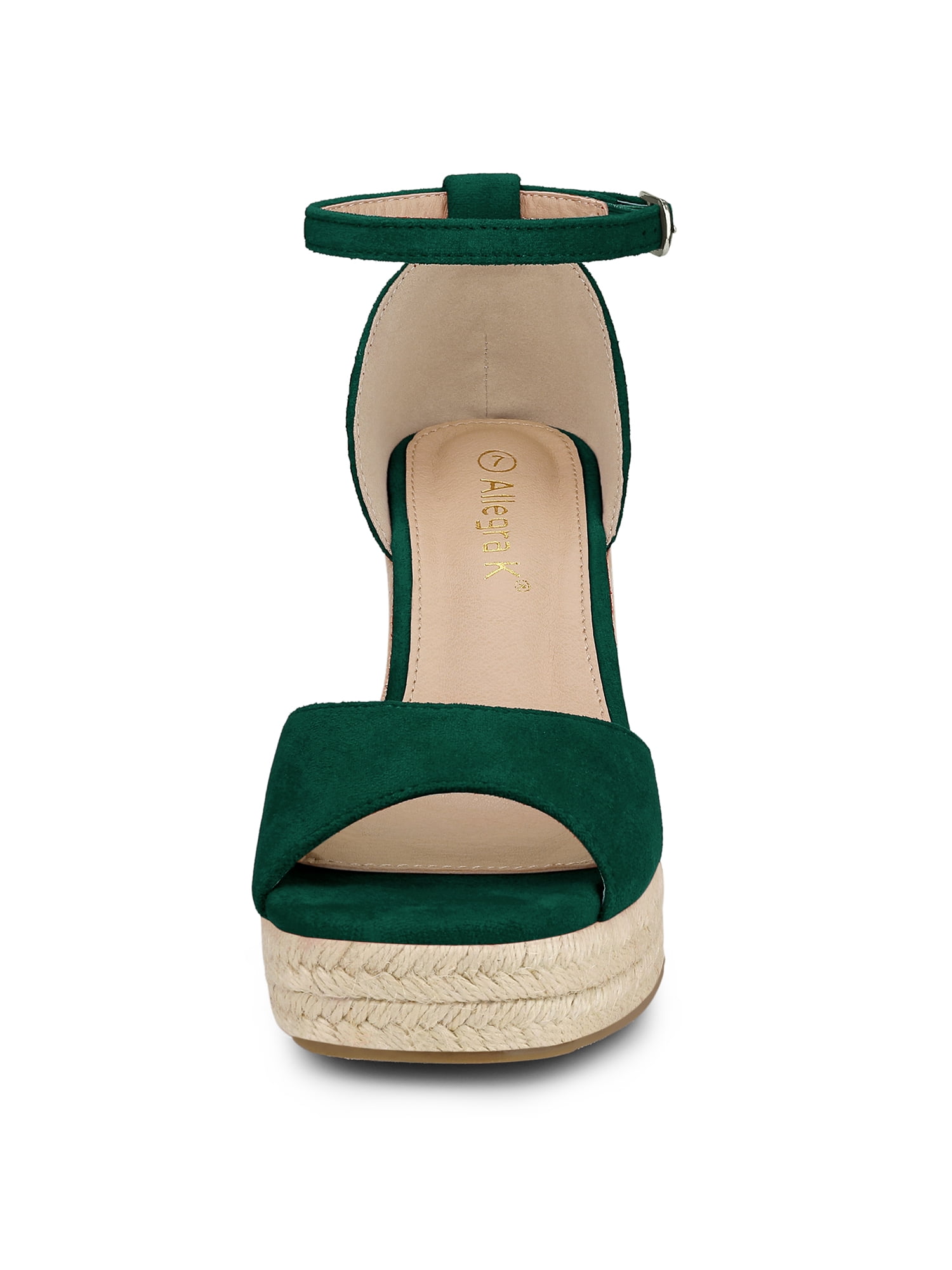 DARING DIVA Women's Espadrille Platform Ankle Strap Wedge Heel Sandals Green 7.5