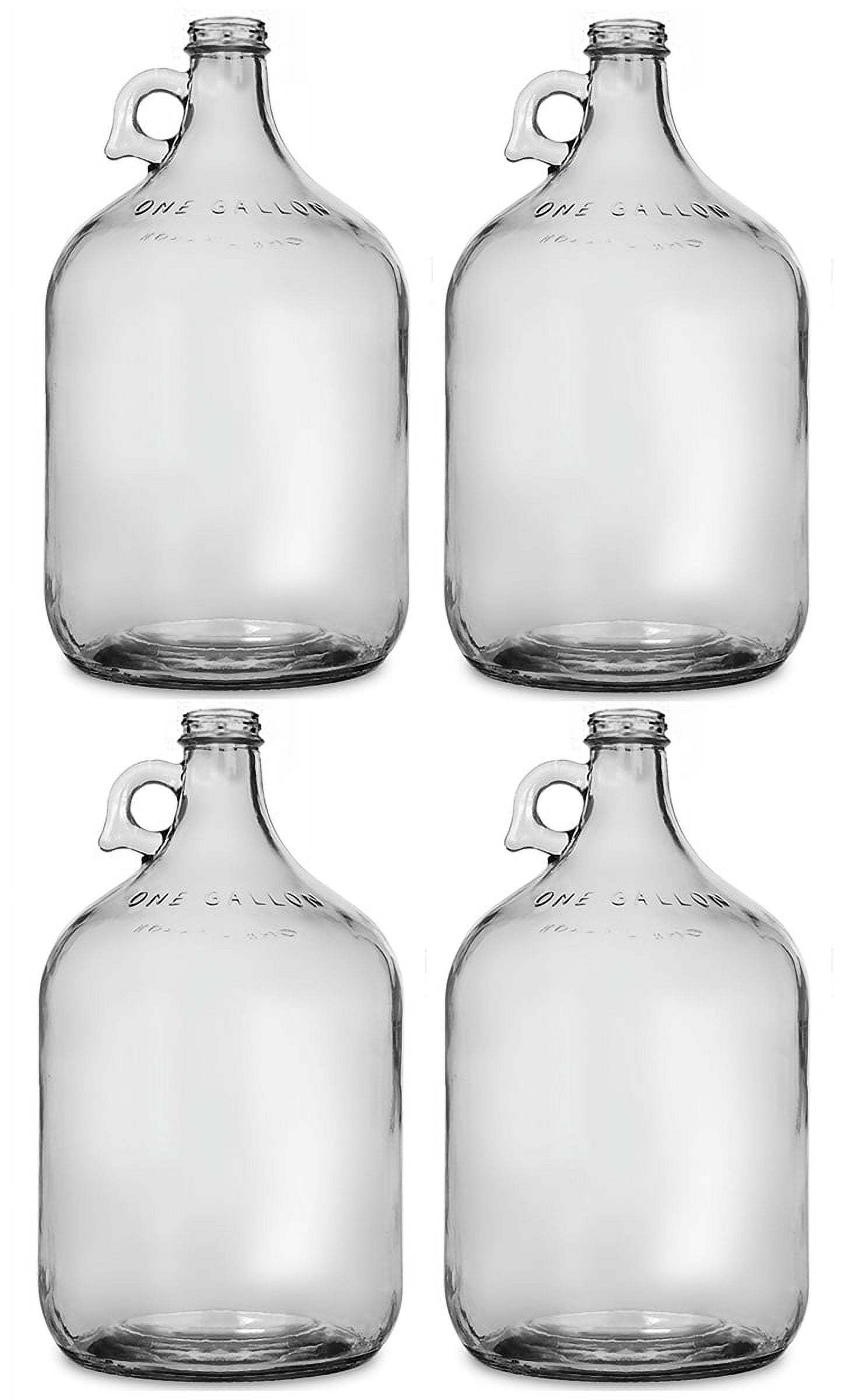 Glass Water Bottle, Includes 38 mm Metal Screw Cap, 1 gal Capacity (Pack of 4)