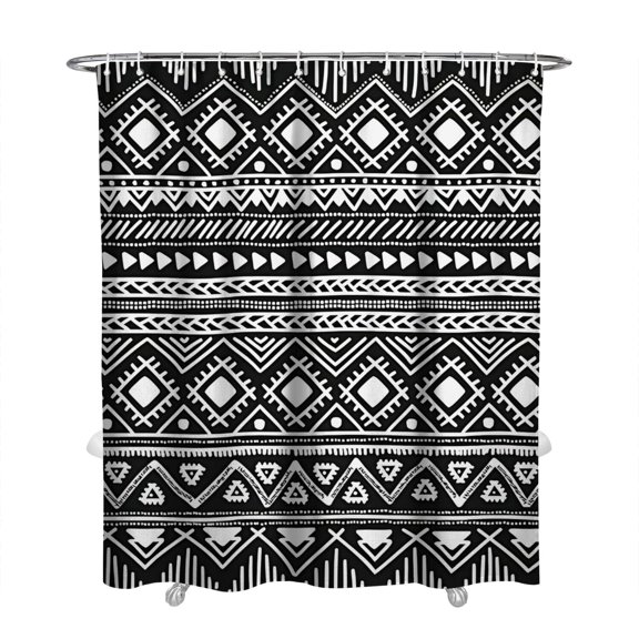 Extra Long Boho Shower Curtain 72x84 Inches - Vintage Floral & Tropical Leaves Pattern, Waterproof Bohemian Bathroom Decor with 12 Hooks, Tribal Rustic Style