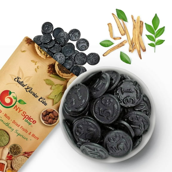 NY SPICE SHOP Salted Licorice Coins - 1 Pound - Licorice Candy - Approximately 151 Pieces Per Pound
