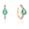 thumbnail image 4 of Elegant VRJewels 18K Solid Yellow Gold Emerald Cuff Earrings with Diamond Detail, 4 of 4