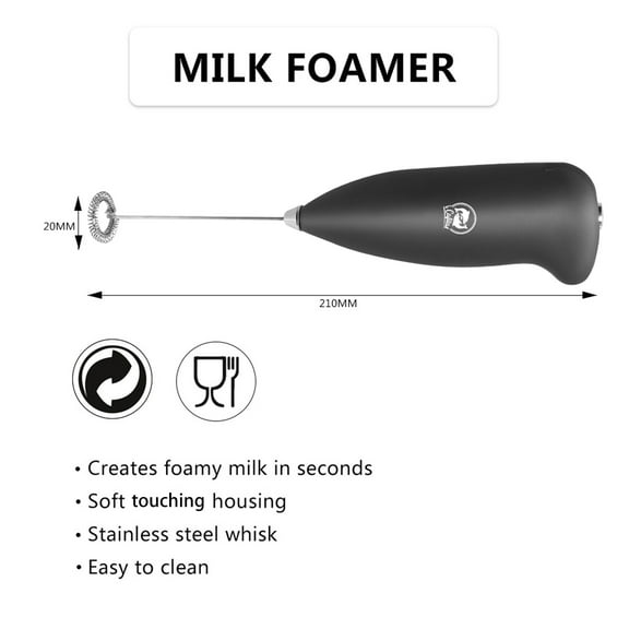 Milk Frother,Handheld Maker Cappuccino Matcha Kitchen Maker Cappuccino Matcha Amdohai Black
