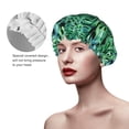thumbnail image 4 of Balery Monstera Leaves Shower Caps, Double Layer Waterproof Shower Cap, Double Layers Reusable Shower Cap With Soft Comfortable For Long Thick Hair Soft Bath Shower Hair Caps, 4 of 9