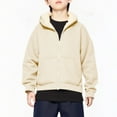 thumbnail image 5 of nerohusy Unisex Sherpa Lined Jackets Toddler Boys Girls Fleece Jacket Hoodie Zip Up Hooded Sweatshirt Kids Winter Warm Outwear 2025 Beige,7 Years, 5 of 9