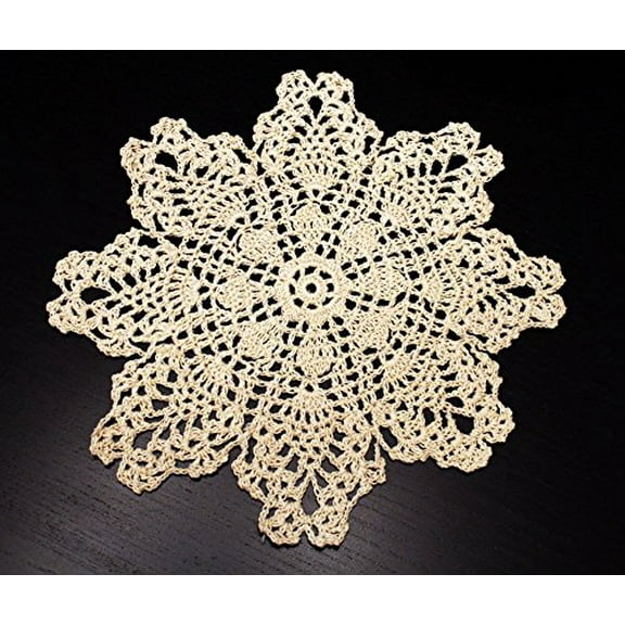 Handmade Crochet Lace Pineapple White Doilies, Made of Cotton, Set of 4 (Beige, 10")