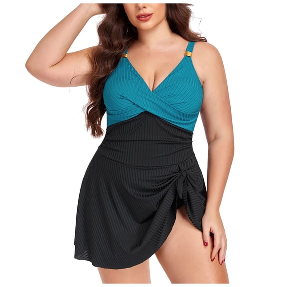 Duqingm One Piece Bathing Suit for Women Women Sexy Tummy Control One Piece Swimsuits Halter Push Up Bathing Suits Blue,3XL