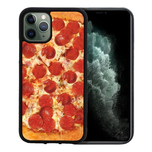 WIRESTER Shockproof Soft Rubber Cover Case for Apple iPhone 11 Pro Max 6.5" 2019, Pepperoni Pizza