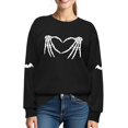 thumbnail image 1 of Sudadera XLIEVO con estampado de calaveras de Halloween para mujer, color negro, 1 of 5