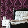 thumbnail image 2 of Vintage Peel and Stick Wallpaper 23.6in x 9.8ft Purple Black Baroque Damask Ornate Floral Motifs Contact Paper Vinyl Waterproof Self Adhesive Wall Paper for Bedroom Shelf Cabinet Renter Friendly, 2 of 8