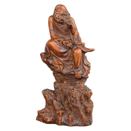 Wooden Craft Ornament Carved Bodhidharma Statue Figurine Sculpture Buddhist Zen Enlightenment Wisdom Perseverance Meditation