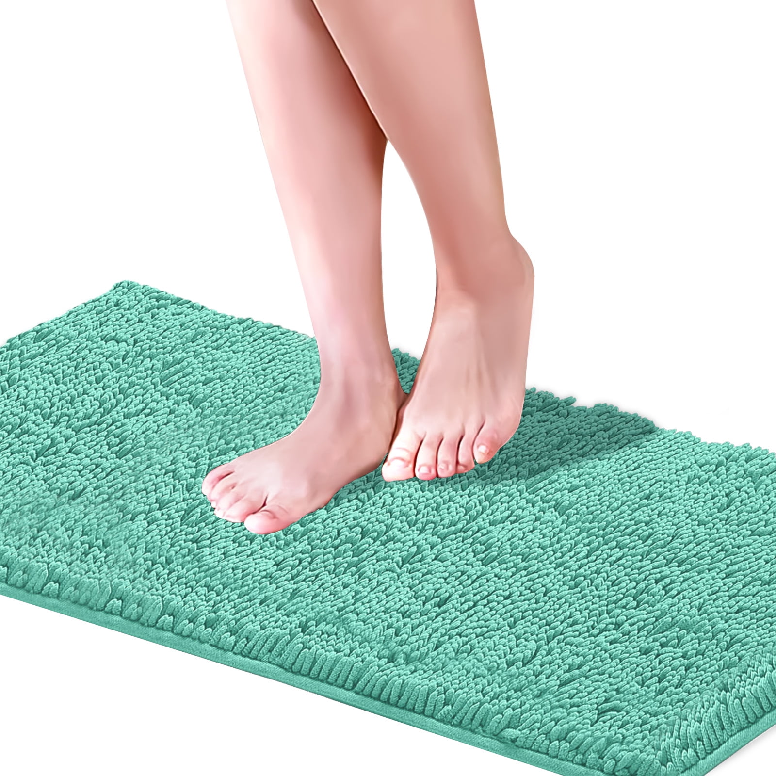 Chenille Bath Rugs, PASEO Ultra Soft Fluffy Absorbent Microfiber Shag Rug Floor Mat NonSlip