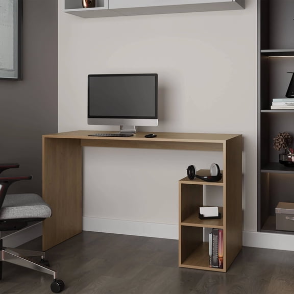 Office Desks Natural Oak Computer Desk with Open Storage and Open Shelf,Home Office Desks