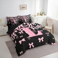 thumbnail image 3 of jejeloiu Personalized Letter L Bedding Comforter Set 7pcs,Monogrammed Theme Queen Bedding Sets,Ribbon Bow Knot Queen Sets,Ultra Soft Bedroom Decor Reversible, 3 of 8