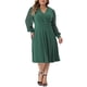 thumbnail image 1 of Vestido de novia de talla grande para mujer Agnes Orinda, con mangas largas, puntos suizos, escote en V, vestido formal 4X verde, 1 of 6