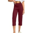 thumbnail image 4 of Lodgix Capri Pants for Women Bootcut Yoga Pants with Pockets High Waisted Flare Leggings Casual Work Pants Wine 3XL, 4 of 6