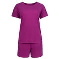 thumbnail image 6 of Fruit of the Loom Women's Soft and Breathable Short Sleeve Crew Top & Pajama Short Set, Sizes S-4X, 6 of 11