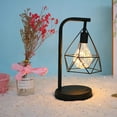 thumbnail image 4 of LINLIN Vintage Metal Table Lamp with Copper Wire Edison Bulb,Diamond Shape Black Retro Iron Desk Lamp Battery Operated BedsideNight Lights for Bedroom Office Wedding Party Decoration, 4 of 9