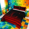 thumbnail image 2 of meiyoeat Modern Letter Design Queen Comforter Set,Black Red Initial C Comforter Sets Queen,Black Reversible,3 Pieces,1 Comforter And 2 Pillowcases, 2 of 7