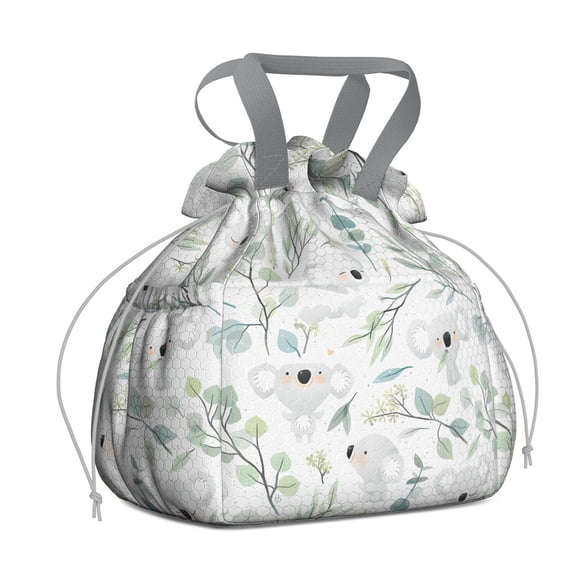 Pioneer Flower Floral Print Pattern Drawstring Lunch Bag Women - Drawstring Lunch Bag Insulated for Work Office - Stain-Resistant Large Lunchbags for Women with Multi-Pockets