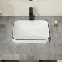 Deervalley Liberty 16'' X 12'' Drop-In Bathroom Sink Semi-Recessed Vessel Sink Rectangular Above Counter Basin DV-1V0347