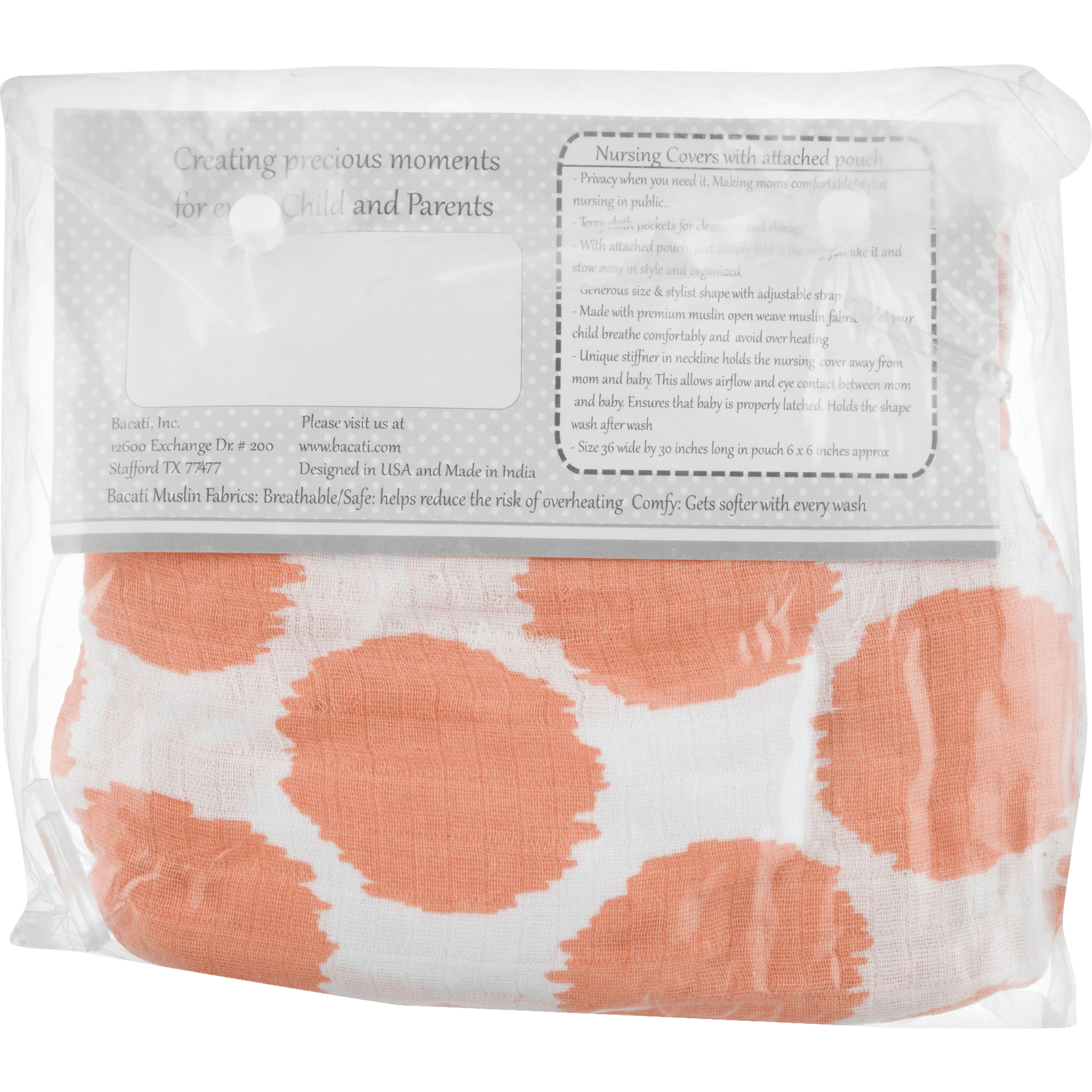 Bacati Muslin Nursing Privacy Cover, Ikat Zigzag Coral Dots