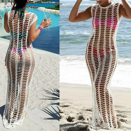 Women Bathing Swimsuit Bikini Swimwear Wrap Pareo Cover Up Beach Sarong Dress White