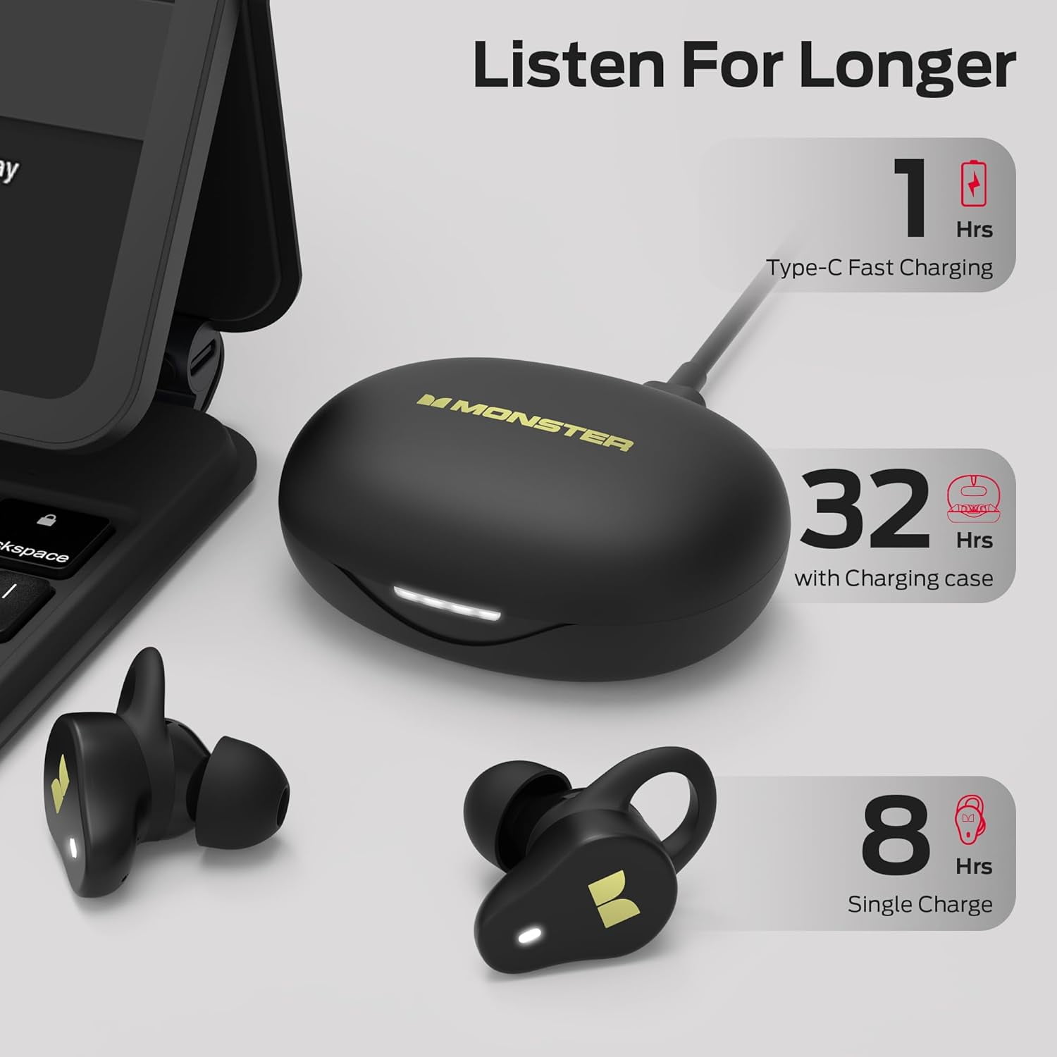 Monster Wireless Earbuds, Bluetooth in-Ear Stereo Headphones
